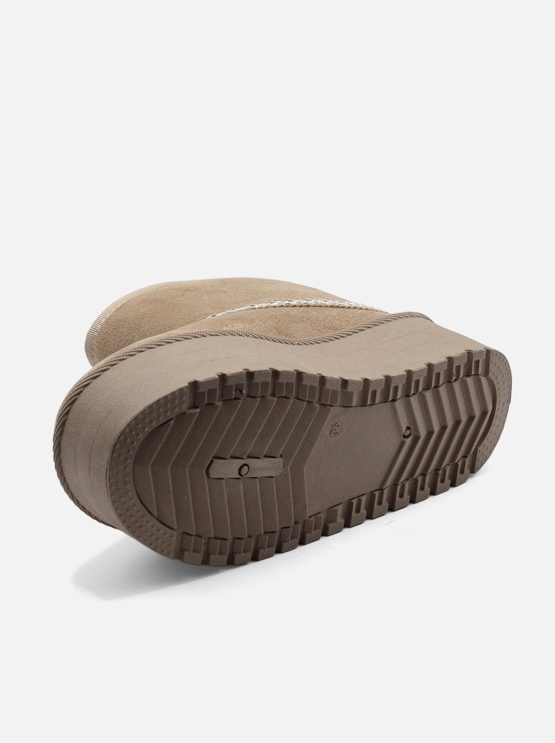 Enkellaarzen met plateauzool Kaki - Kiabi