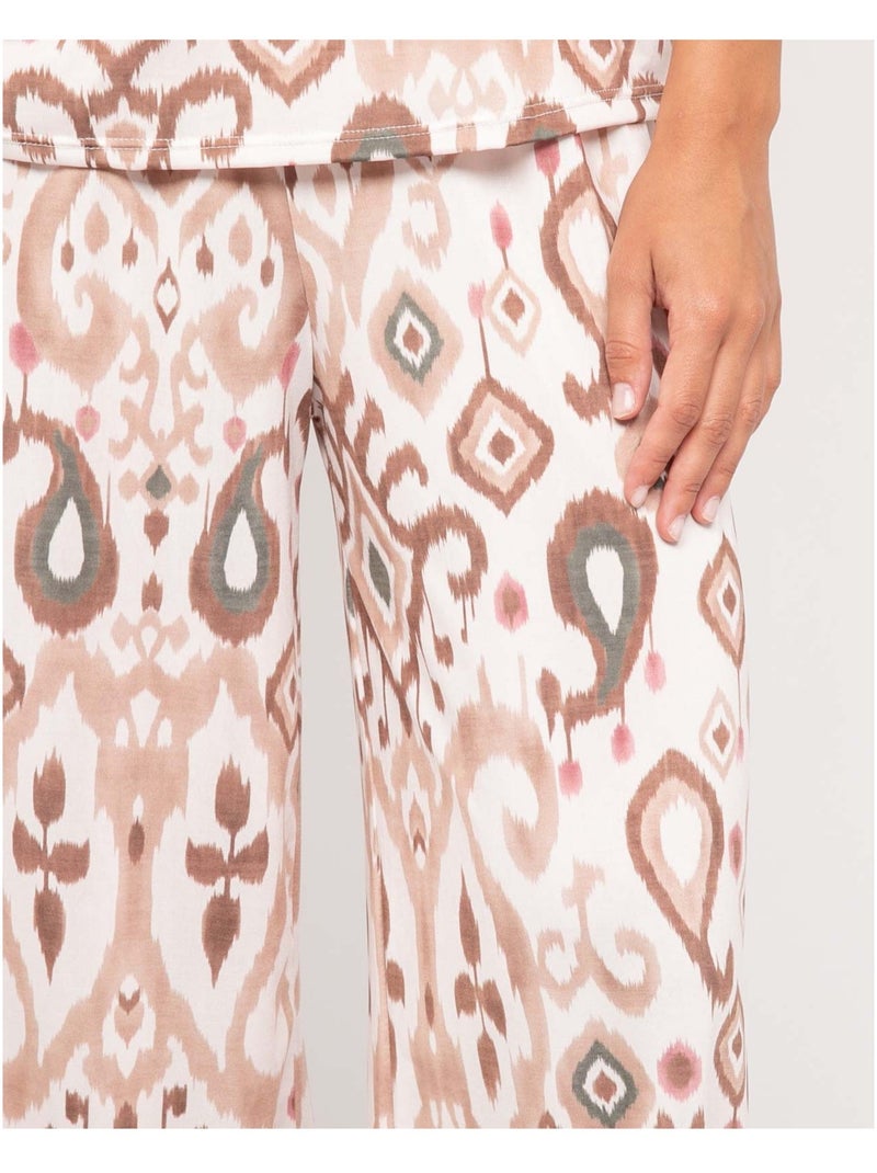 ENOLIA broek met patroon en wijde pasvorm Beige - Kiabi