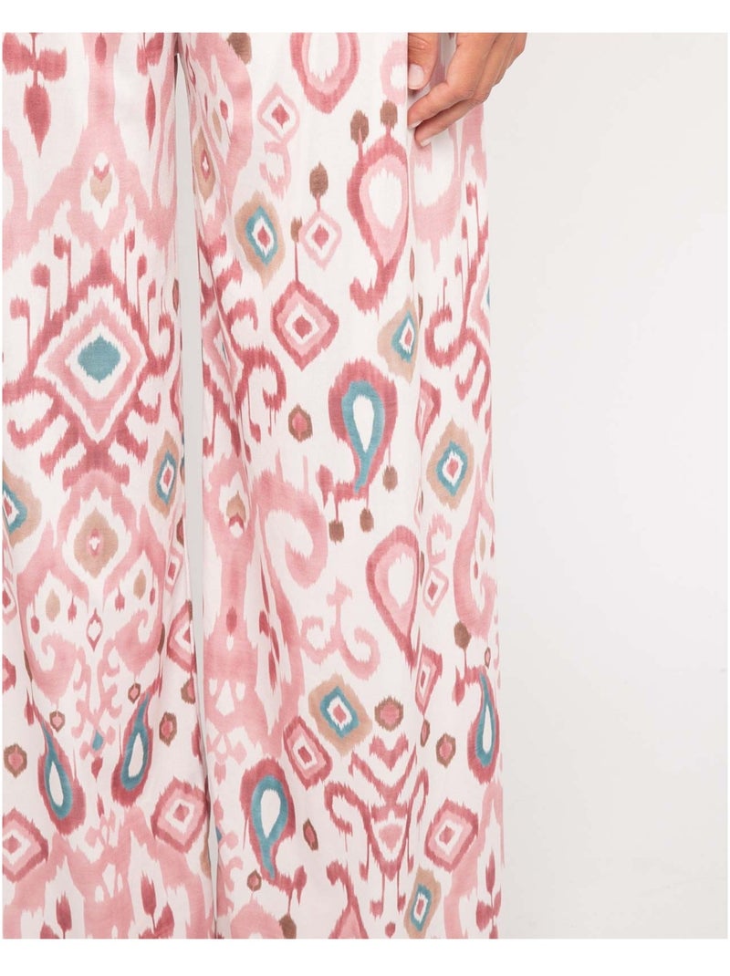 ENOLIA broek met patroon en wijde pasvorm Roze - Kiabi