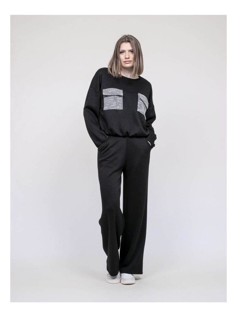 Enrika broek met tweeddetails Zwart - Kiabi