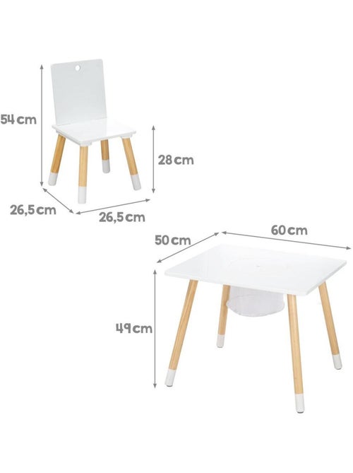 Ensemble 2 chaises et table enfant en bois avec filet de rangement - ROBA - Kiabi Ensemble 2 chaises et table enfant en bois avec filet de rangement - ROBA - Kiabi