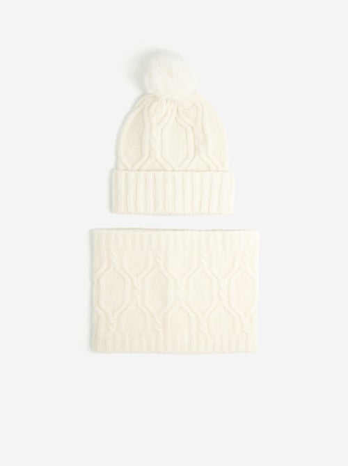 Ensemble 2 pièces - Bonnet à pompon + tour de cou - Kiabi