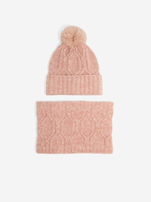 Ensemble 2 pièces - Bonnet à pompon + tour de cou - Kiabi