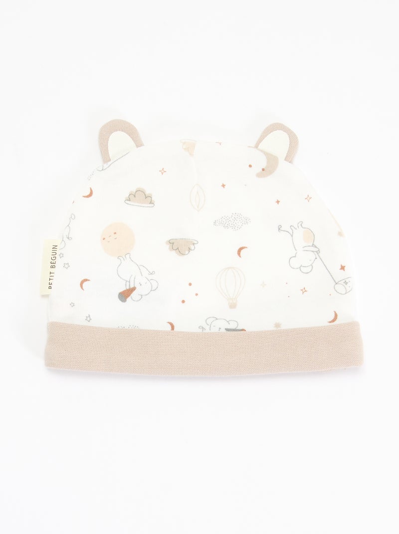 Ensemble 2 pièces -  bonnet et paire de moufles 'Petit Béguin' Beige - Kiabi
