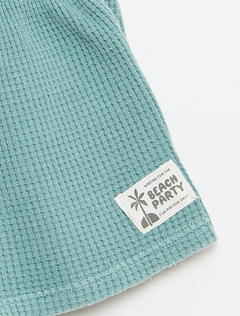 Ensemble 2 pièces - polo + short en maille gaufrée