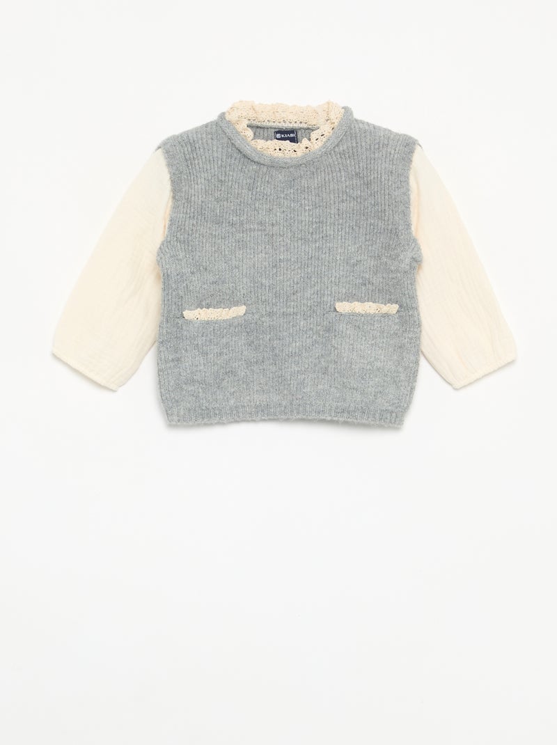 Ensemble 2 pièces - pull 2 en 1 + legging Gris - Kiabi