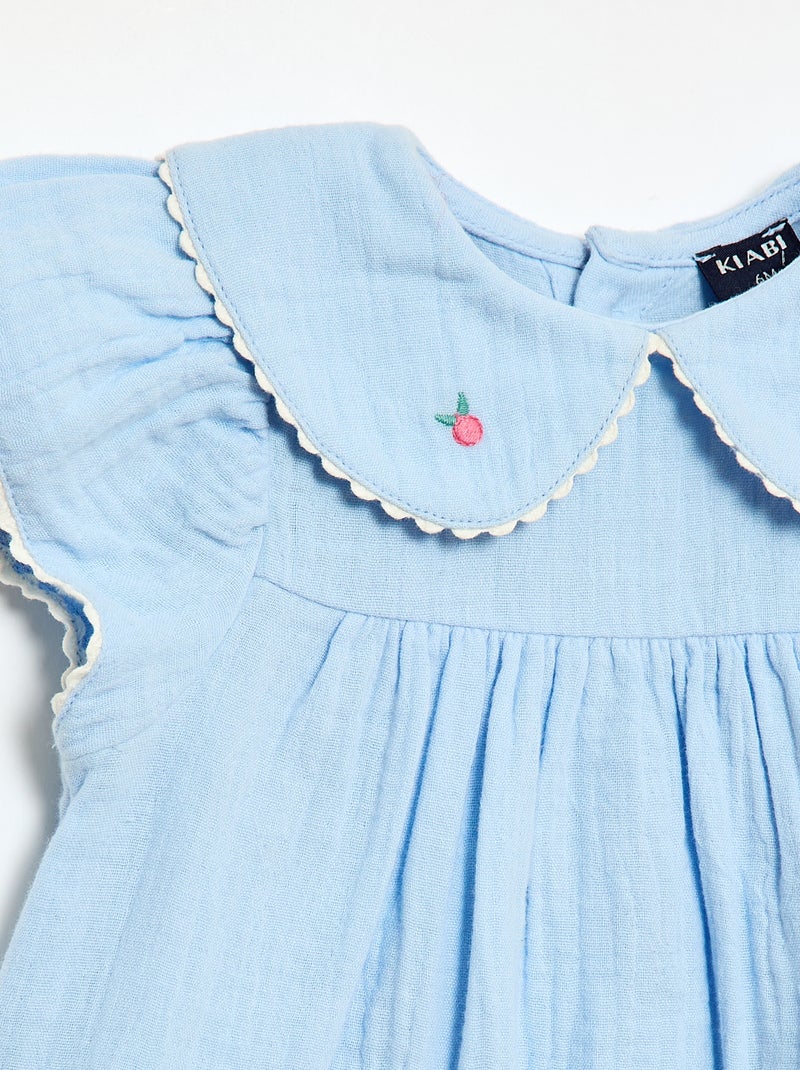 Ensemble 2 pièces - Robe à manches courtes + culotte Bleu - Kiabi