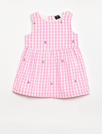 Ensemble 2 pièces - Robe vichy sans manches en popeline de coton + culotte