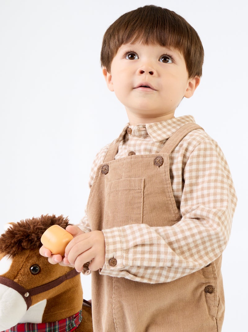 Ensemble 2 pièces - Salopette longue + Chemise à manches longues Beige - Kiabi