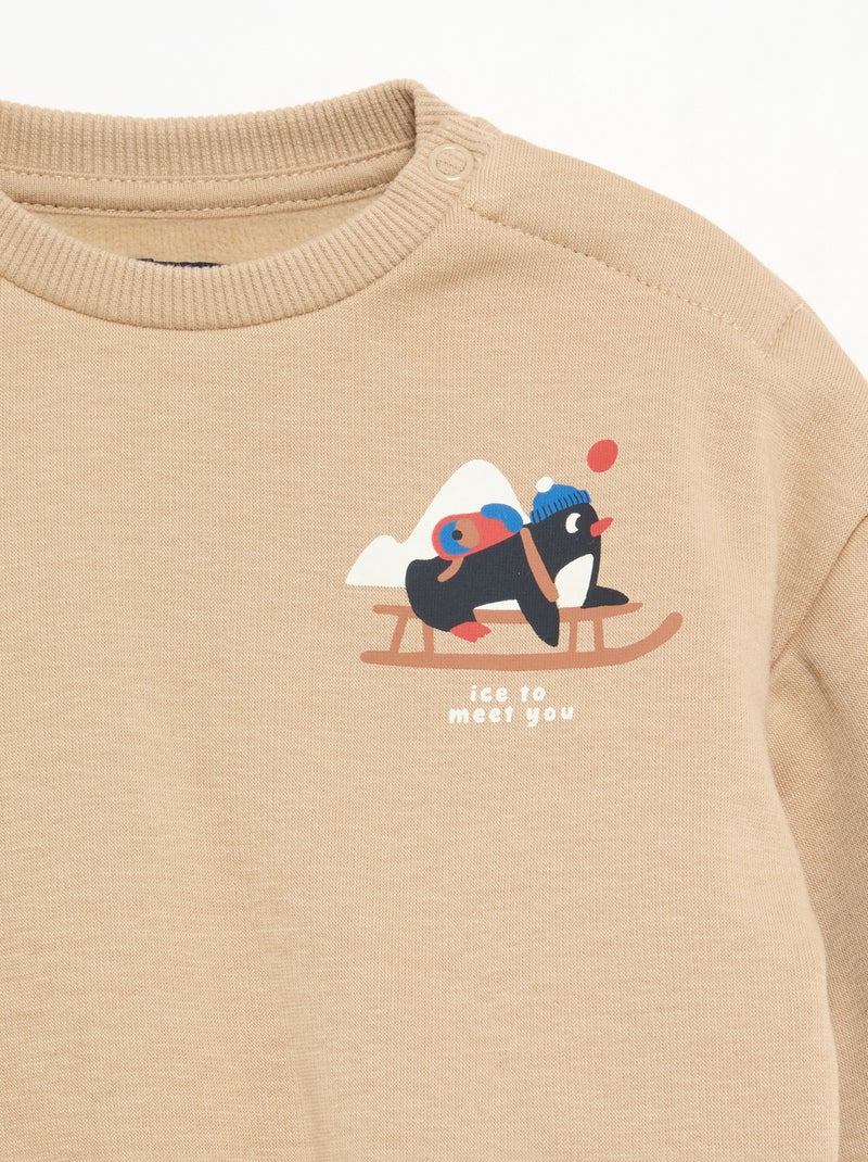 Ensemble 2 pièces - Sweat + pantalon Beige - Kiabi