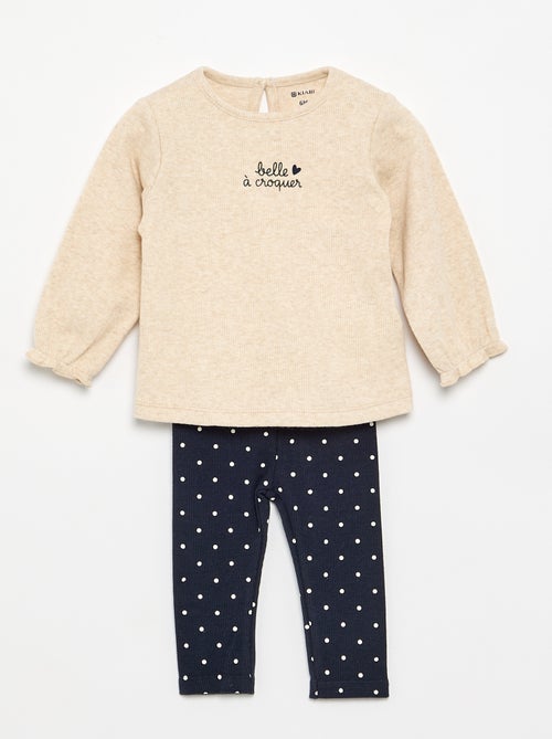 Ensemble 2 pièces - T-shirt à manches longues + legging - Kiabi