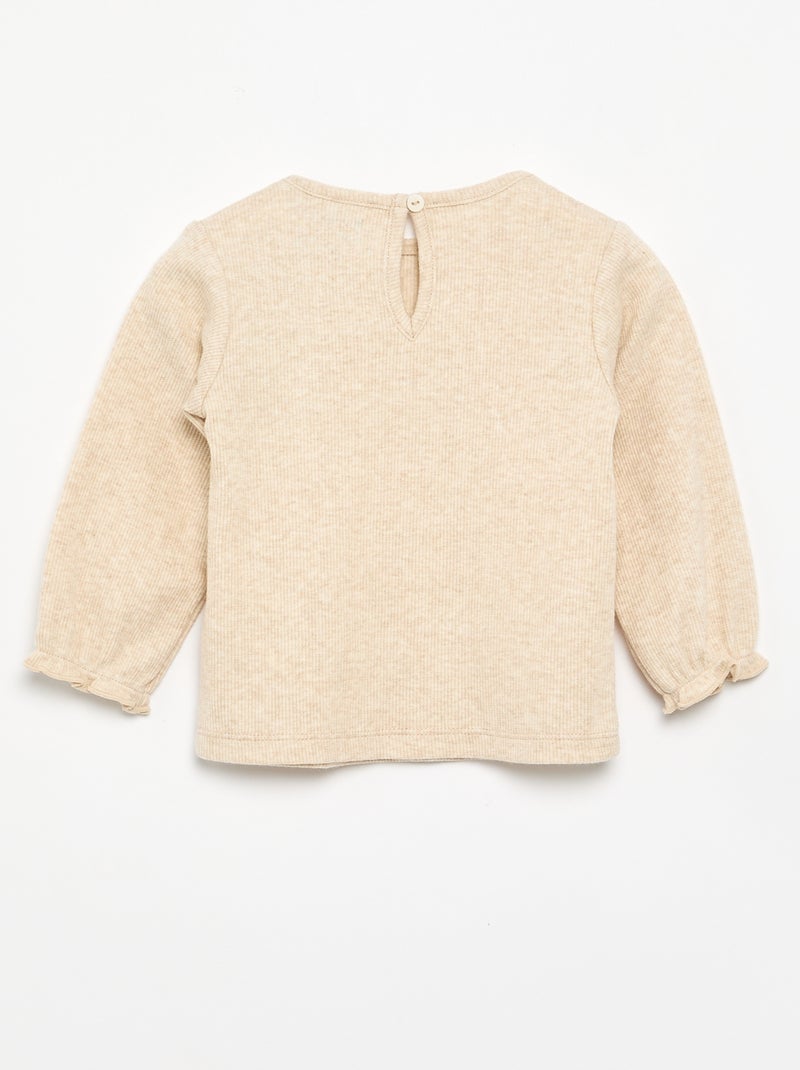 Ensemble 2 pièces - T-shirt à manches longues + legging Beige - Kiabi