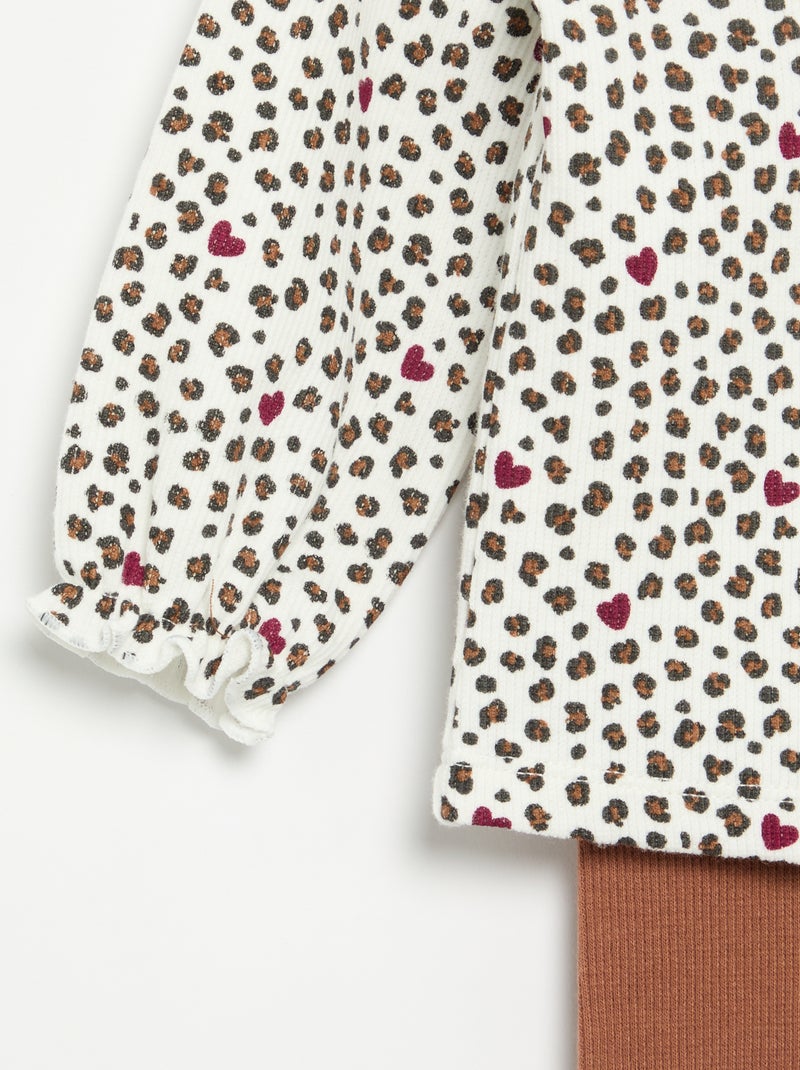 Ensemble 2 pièces - T-shirt à manches longues + legging Blanc - Kiabi