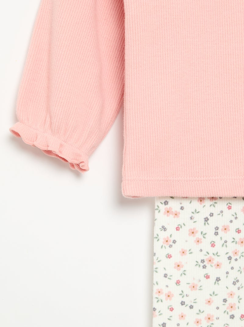Ensemble 2 pièces - T-shirt à manches longues + legging Rose - Kiabi