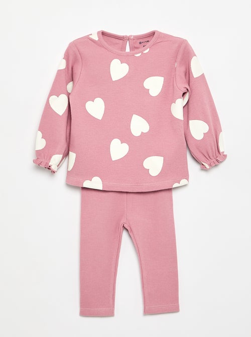 Ensemble 2 pièces - T-shirt à manches longues + legging - Kiabi