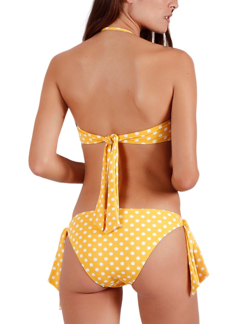 Ensemble 2 pièces bikini bandeau push-up Life Dots Jaune - Kiabi