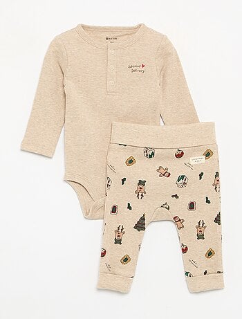 Ensemble de Noël 2 pièces - Body à manches longues + legging