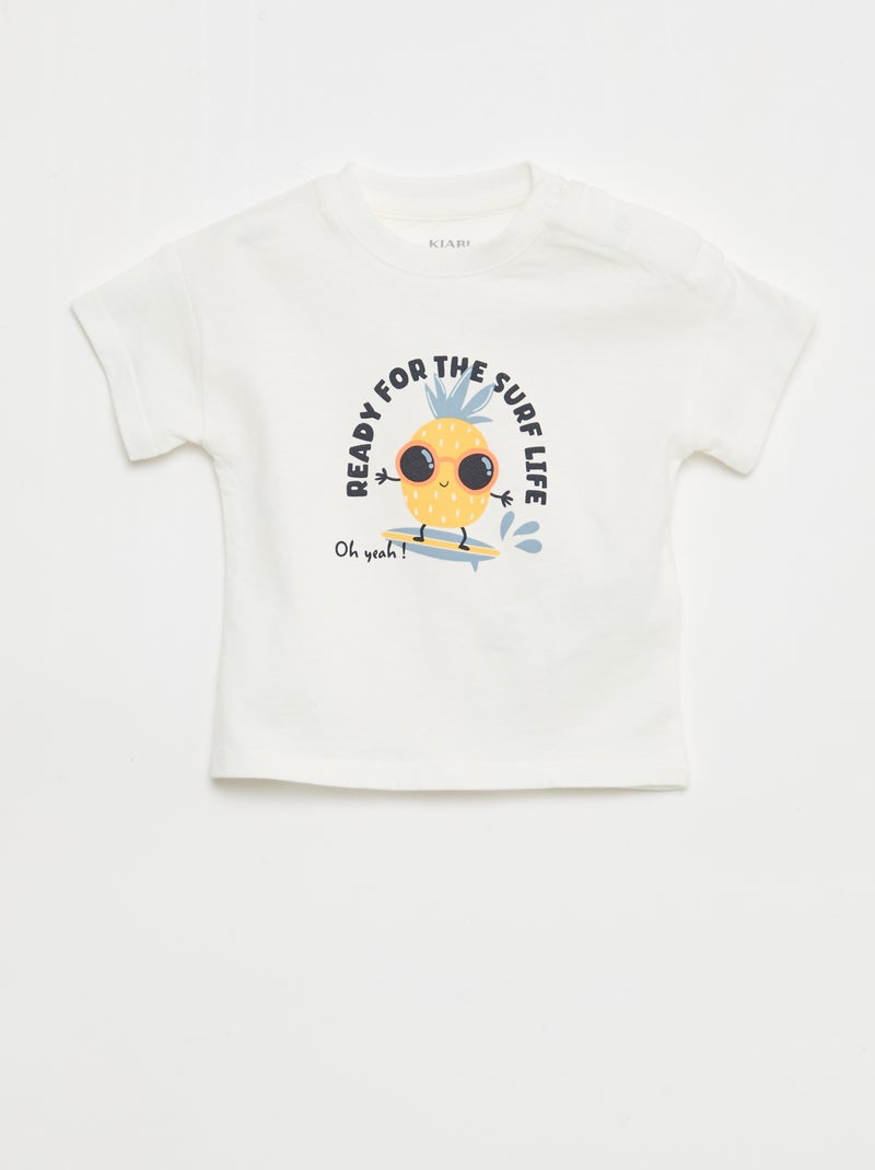 Ensemble 2 pièces en coton  T-shirt + short Blanc - Kiabi