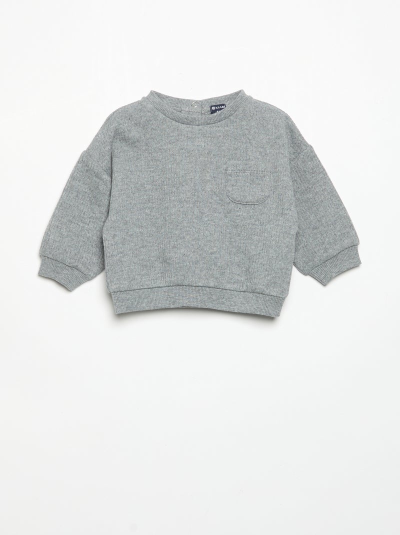 Ensemble 2 pièces en maille côtelée - Sweat + pantalon Gris - Kiabi