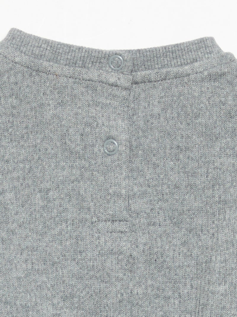 Ensemble 2 pièces en maille côtelée - Sweat + pantalon Gris - Kiabi