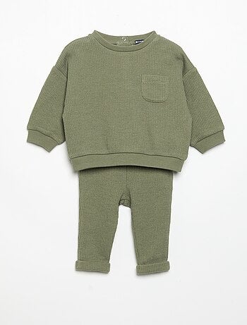Ensemble 2 pièces en maille côtelée - Sweat + pantalon