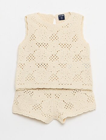 Ensemble 2 pièces en maille crochet - top + short