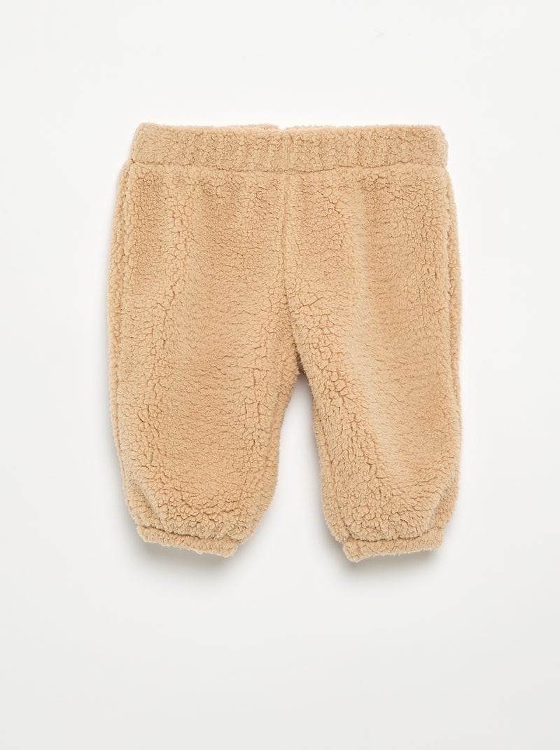Ensemble 2 pièces en matière moutonnée - Sweat + pantalon Beige - Kiabi