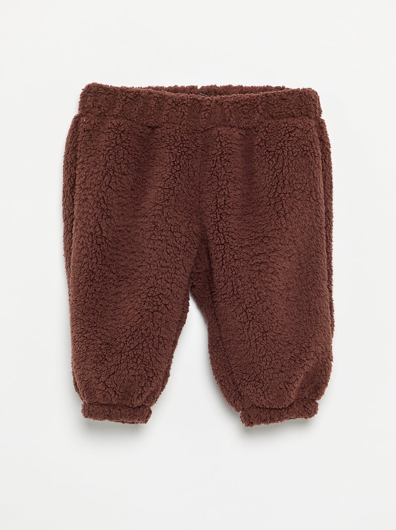 Ensemble 2 pièces en matière moutonnée - Sweat + pantalon Marron - Kiabi