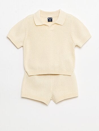 Ensemble 2 pièces en tricot - T-shirt polo + short