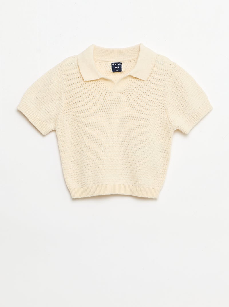 Ensemble 2 pièces en tricot - T-shirt polo + short Beige - Kiabi
