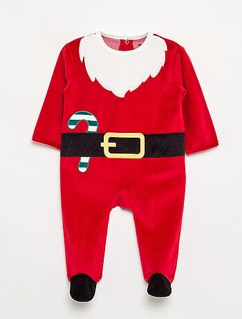 Ensemble 2 pièces 'Noël' en velours - pyjama dors bien + bonnet