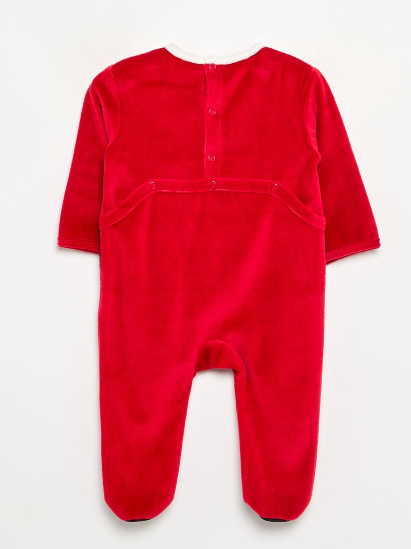 Ensemble 2 pièces 'Noël' en velours - pyjama dors bien + bonnet Rouge - Kiabi
