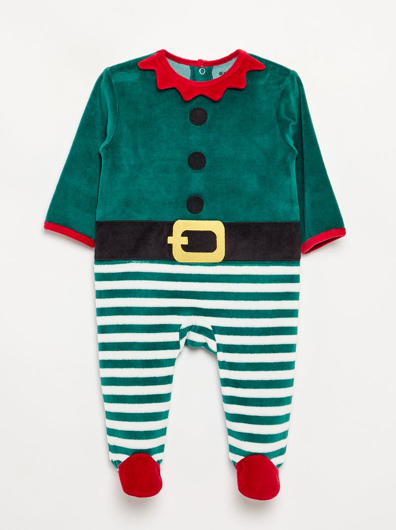 Ensemble 2 pièces 'Noël' en velours - pyjama dors bien + bonnet Vert - Kiabi