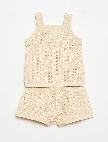 Ensemble 2 pièces short + T-shirt en crochet