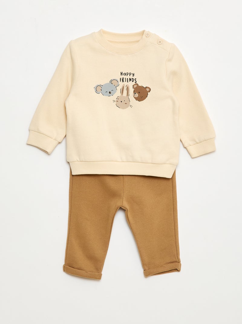 Ensemble 2 pièces sweat + pantalon Blanc - Kiabi