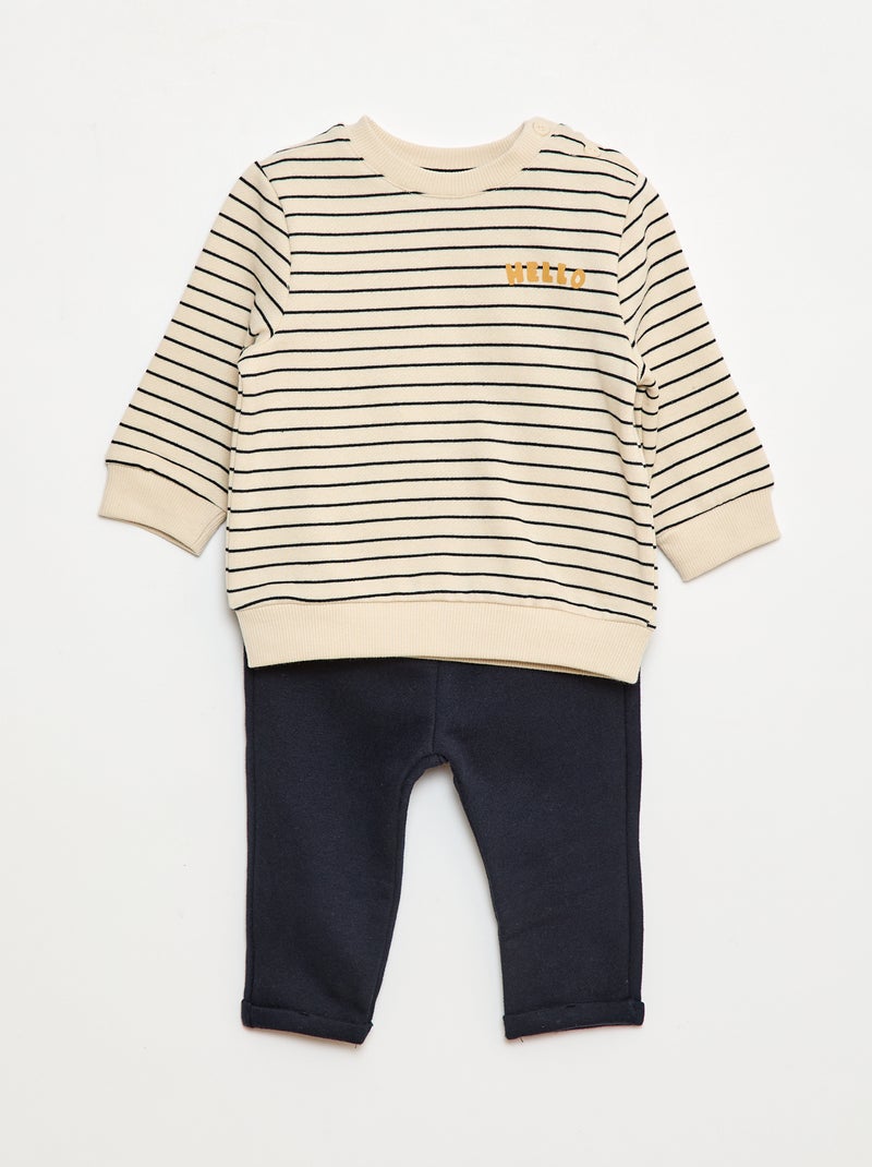 Ensemble 2 pièces sweat + pantalon Blanc - Kiabi