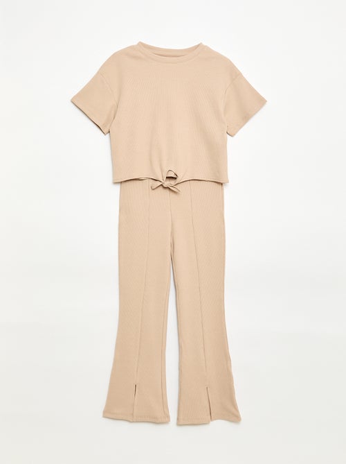 Ensemble 2 pièces T-shirt + pantalon forme flare - Kiabi