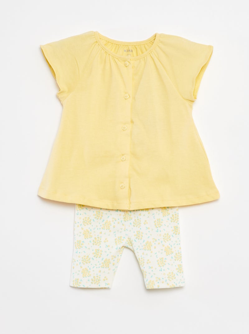Ensemble 2 pièces tee-shirt + legging imprimé Jaune - Kiabi