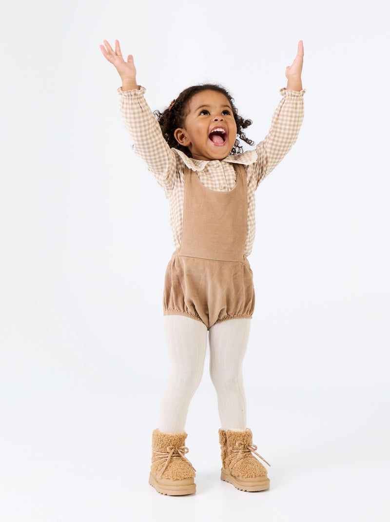 Ensemble 3 pièces - Barboteuse + blouse + paire de collants Beige - Kiabi