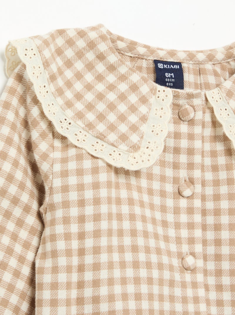 Ensemble 3 pièces - Barboteuse + blouse + paire de collants Beige - Kiabi