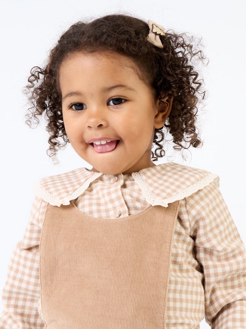 Ensemble 3 pièces - Barboteuse + blouse + paire de collants Beige - Kiabi