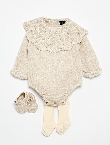 Ensemble 3 pièces - barboteuse + collants + chaussons