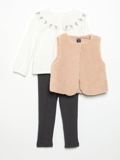 Ensemble 3 pièces - Gilet sans manches + T-shirt + pantalon - Kiabi