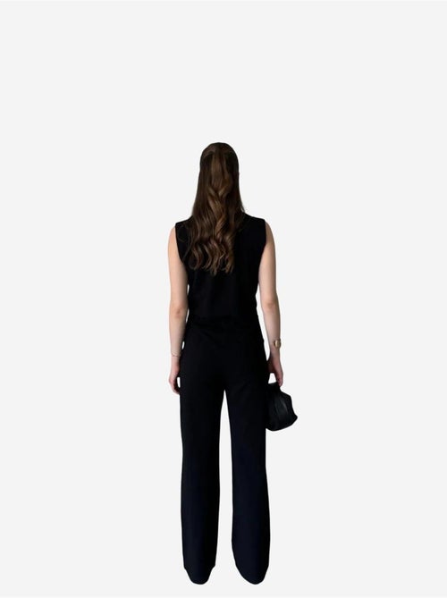 Ensemble à jambes larges à col en v boutonné taille haute my fashion - Kiabi