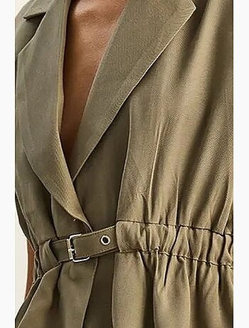 Ensemble à jambes larges taille haute avec col de veste lucci