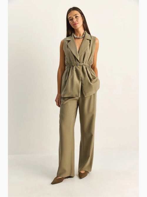 Ensemble à jambes larges taille haute avec col de veste lucci - Kiabi