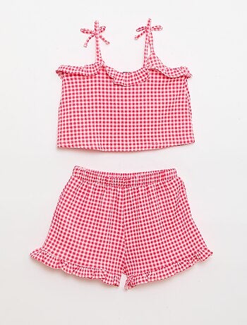 Ensemble à motif Vichy short + débardeur - 2 pièces
