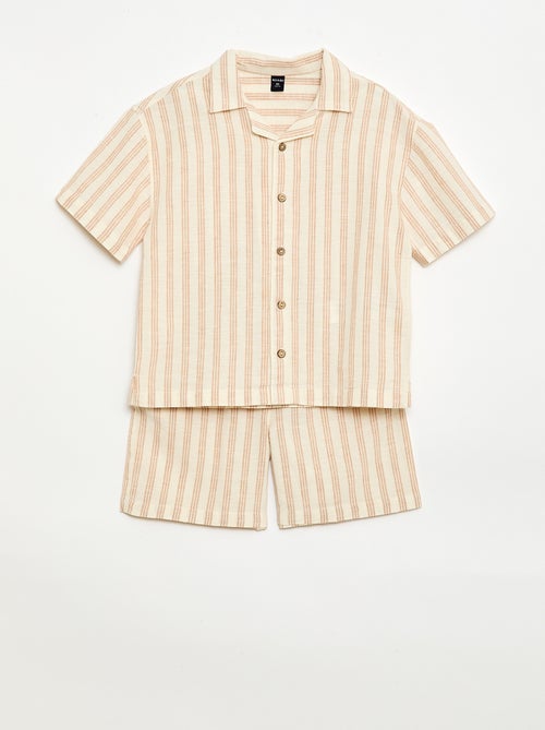Ensemble à rayures chemise + short - Kiabi