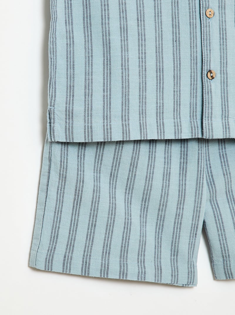 Ensemble à rayures chemise + short Bleu - Kiabi