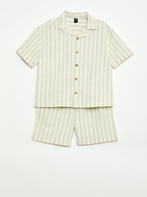 Ensemble à rayures chemise + short - Kiabi